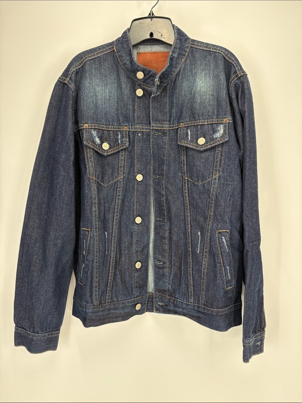 🥝 Levi's Dark Blue Denim Jacket with Band Collar